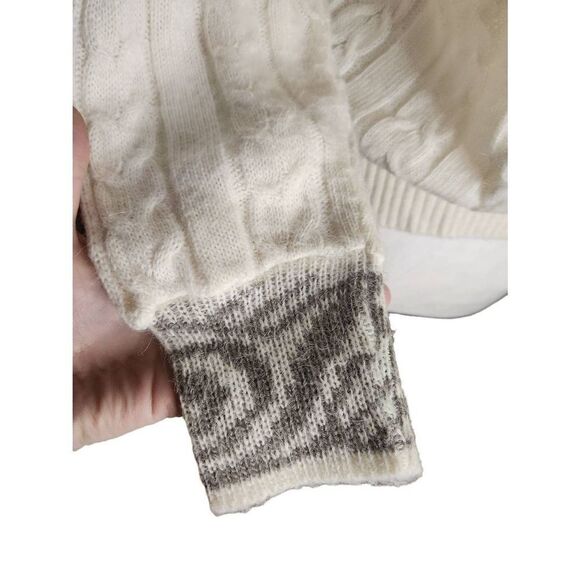 Angora Sweater 70s Braided Soft Cream Slit Neckline Drop Shoulder Romantic Minim - Picture 4 of 6